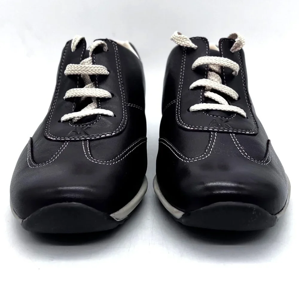 Anne Klein Satire Chocolate Leather Lace-Up Sneakers Shoes Womens Size 8.5M New - Picture 6 of 13